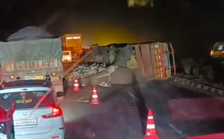 सोजत NH-162 पर अनियंत्रित होकर पलटा पपीता से भरा ट्रक,