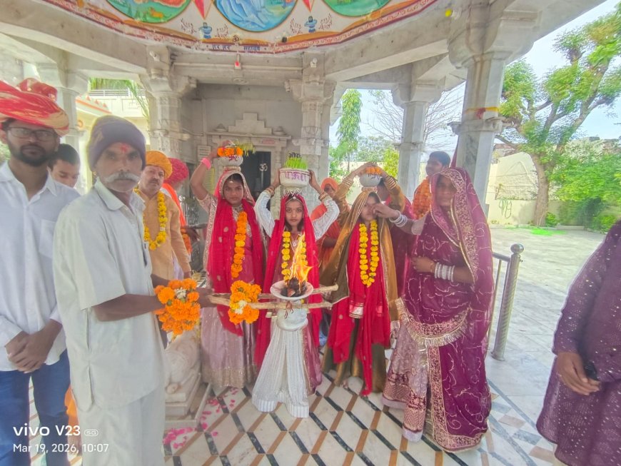 सवराड़ में कलश यात्रा के साथ चैत्र नवरात्रा की स्थापना, नौ दिवसीय हवन शुरू