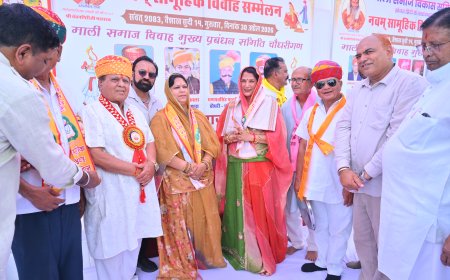 सोजत में माली समाज का 9वां सामूहिक विवाह सम्मेलन: 21 जोड़े वैदिक रीति से परिणय सूत्र में बंधे, उत्सव जैसा माहौल
