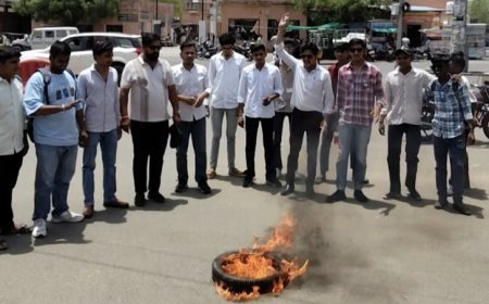 सोजत में NSUI का विरोध प्रदर्शन, पेपर लीक मामले पर जताया आक्रोश