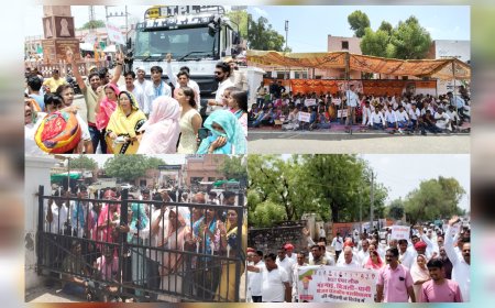सोजत में कांग्रेस का जोरदार प्रदर्शन, सड़क जाम कर प्रशासन व सरकार के खिलाफ जताया रोष