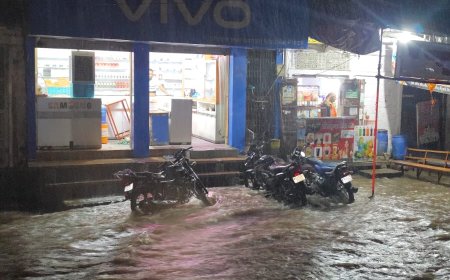 सोजत में मौसम ने ली करवट, रविवार शाम बारिश से सड़कों पर बहा पानी