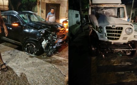 पीडब्ल्यूडी कार्यालय के सामने कार-पिकअप की जोरदार भिड़ंत, कई घायल अस्पताल पहुंचाए